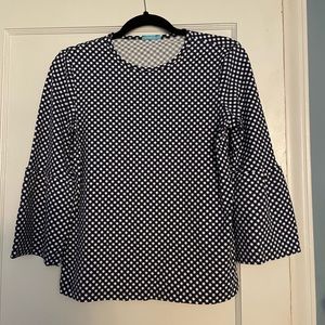 J.McLaughlin Navy & White with Flare sleeve Top